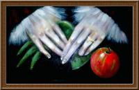Still Life - The Hands The Glove Found And The Apple - Acrylic On Canvas
